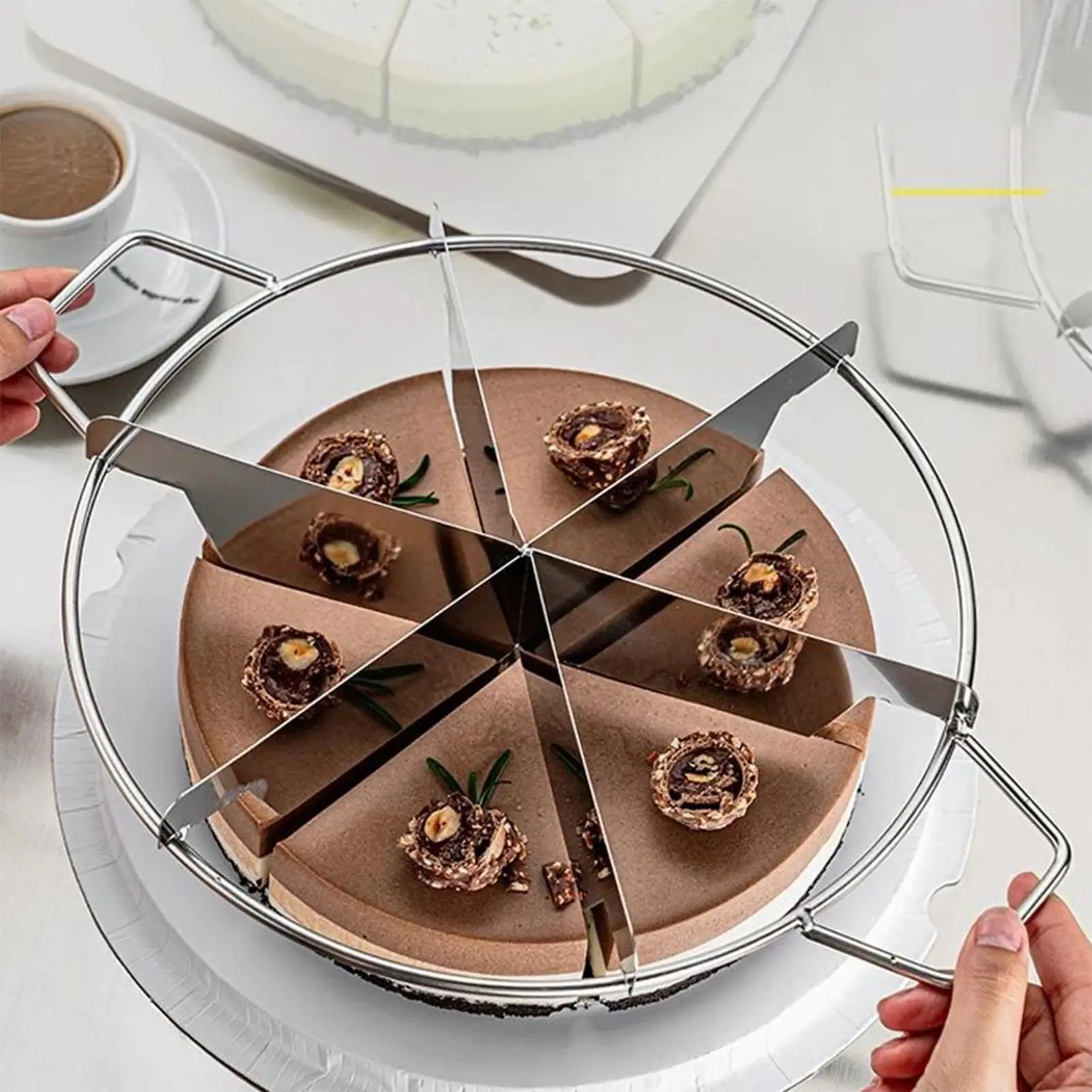 Cake Cutter Stainless Steel Pastry Portion Marker Cake Divider Cheese Pie Slicer Kitchen Gadgets For Party Festival Kitchen Home