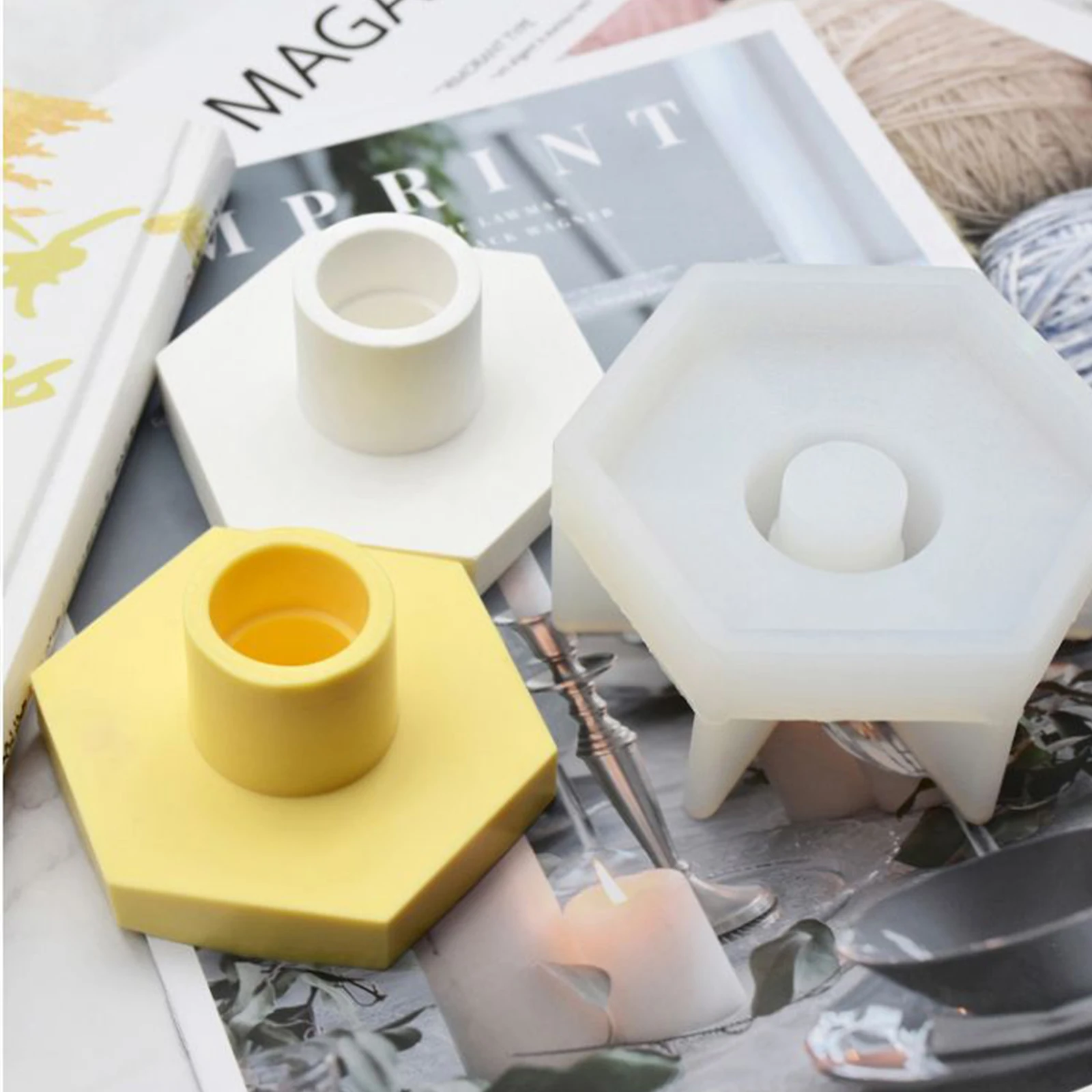 Candle Holder Silicone Compatible with Standard Wax Pouring Techniques for Hexagon Round and Small Round Outputs