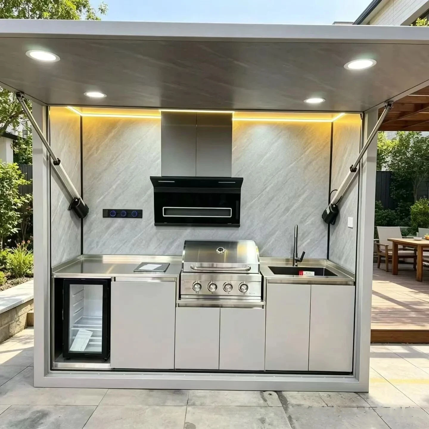 Resort Level Practical Outdoor Kitchen Food Processing Area For Beach House Outdoor Kitchen