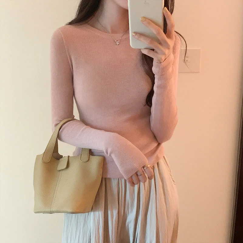 

Футболки с длинными рукавами, женские милые хлопковые топы в японском стиле, облегающие топы с рюшами по подолу, свободная посадка, кружевная отделка, лоскутная осень