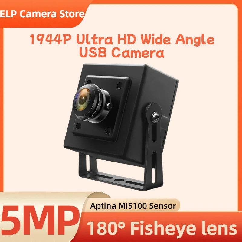 ELP 5MP 1944P Mini USB Webcam 180degree Fisheye lens Ultra Wide Angle CMOS MI5100 Sensor industrial Camera for Machine Vision