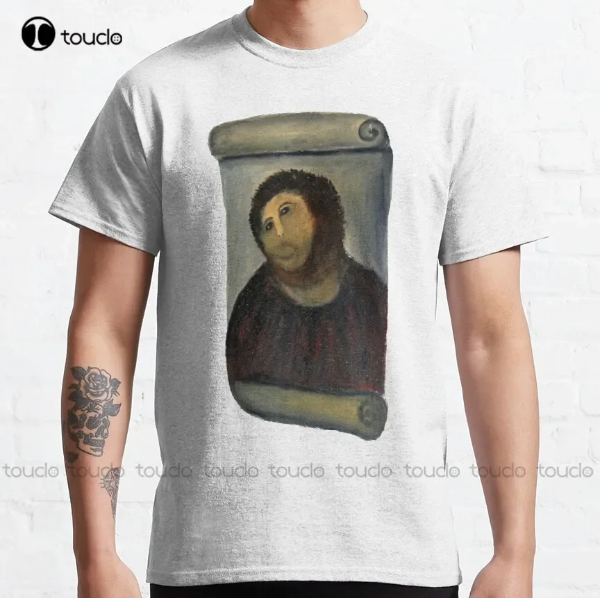 Ecce Homo Restoration Restoration Jesus Painting Classic T-Shirt Men'S Big & Tall T-Shirts Custom Aldult Teen Unisex Xs-5Xl New