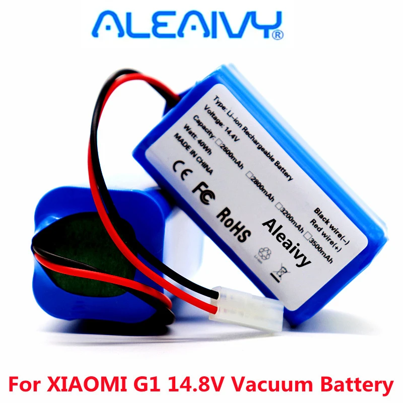 

Aleaivy 14.4v 2600mAh Rechargeable Li-ion Battery for MIJIA Mi Robot Vacuum-Mop Essential G1 Vacuum Cleaner 18650 Battery Pack