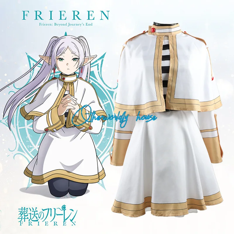 Sousou No Frieren Cosplay Costume et Fille, Perruque, Chaussures, Robe de Magicien Anime, Oreille d'Elfe, halloween costume