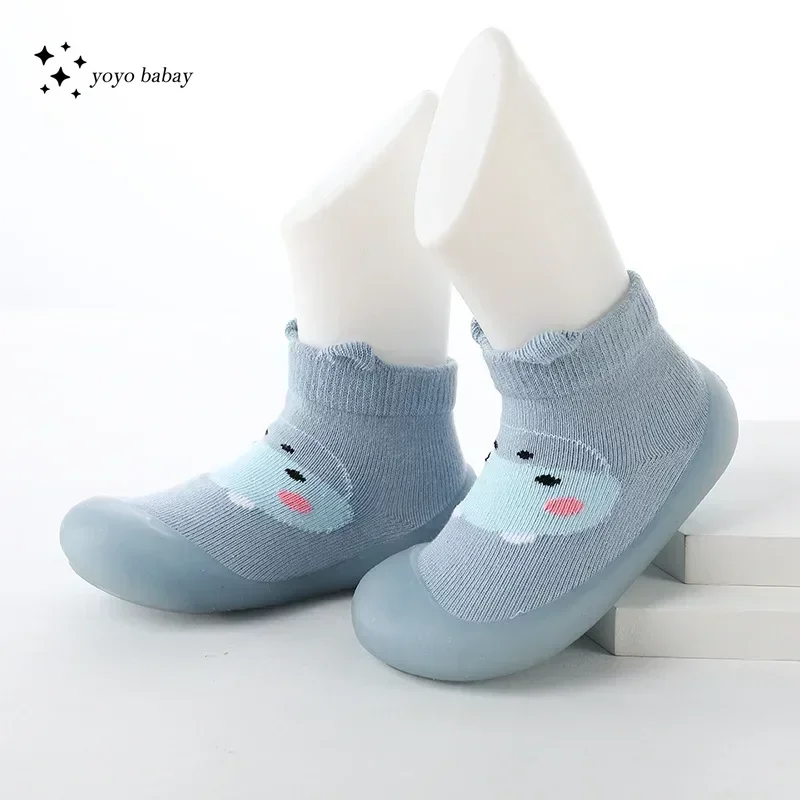 Chaussons à semelle en caoutchouc pour bébés, chaussures pour tout-petits, chaussons pour bébés, chaussettes d\'intérieur souples, chaussons pour