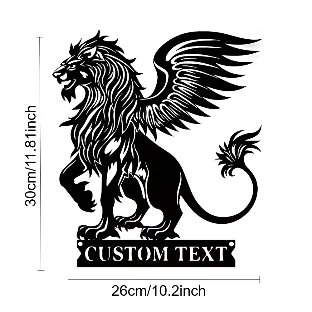 Custom Mythical Griffin Metal Custom Wall Sculpture Art Decor - Featuring Intricate Wing and Fur Textures, Decoration for Home