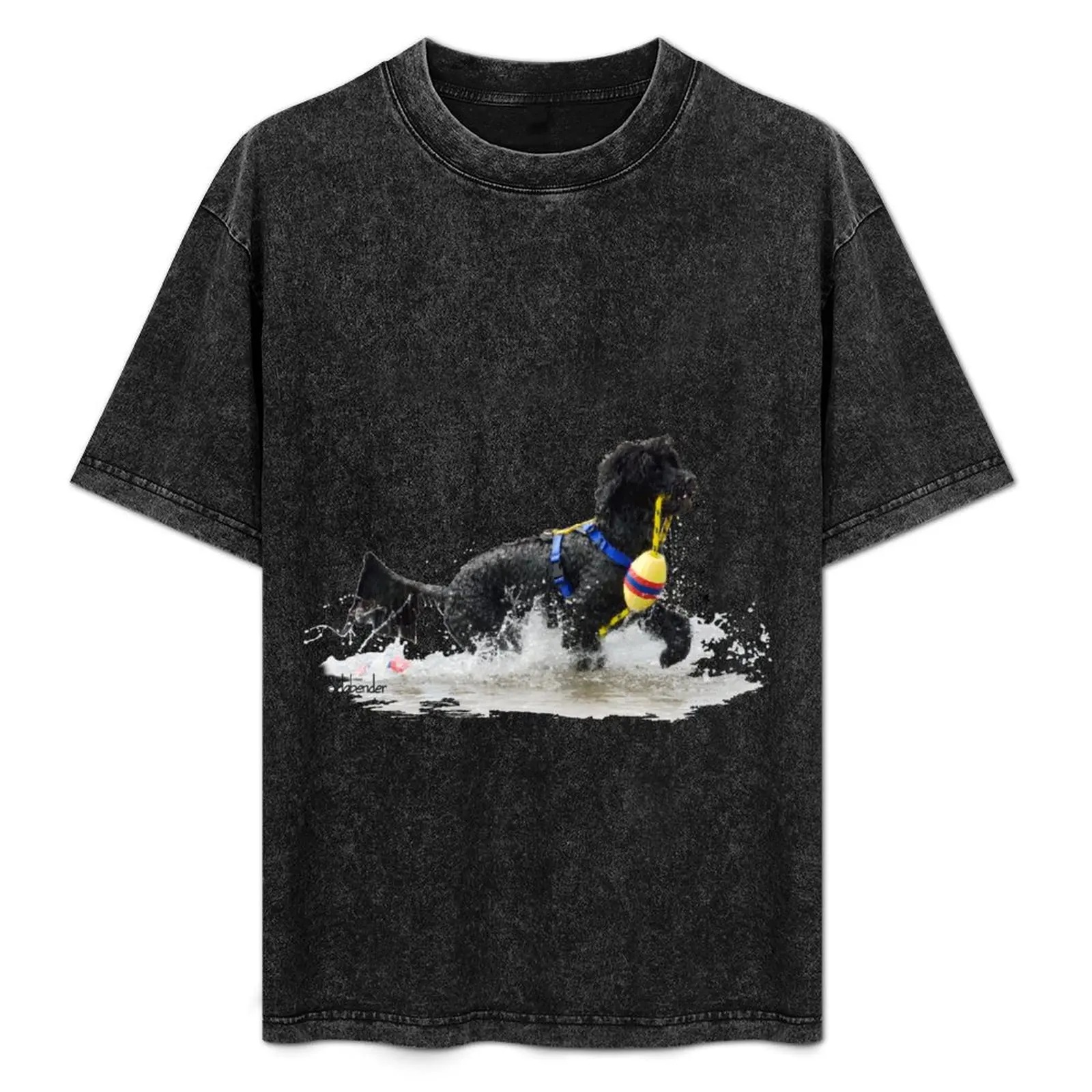 

Portuguese Water Dog Retrieving a Yellow Float Line T-Shirt Basic Regular Fit Casual T-Shirt