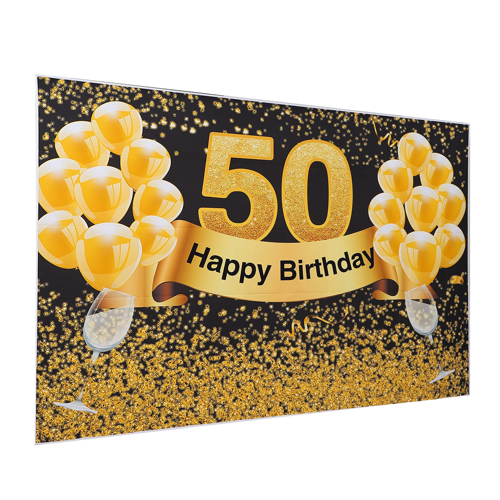 

50th Birthday 210X150CM Black Birthday Backdrop Photo Background Lightweight Durable Party Supplies Studio Shoots