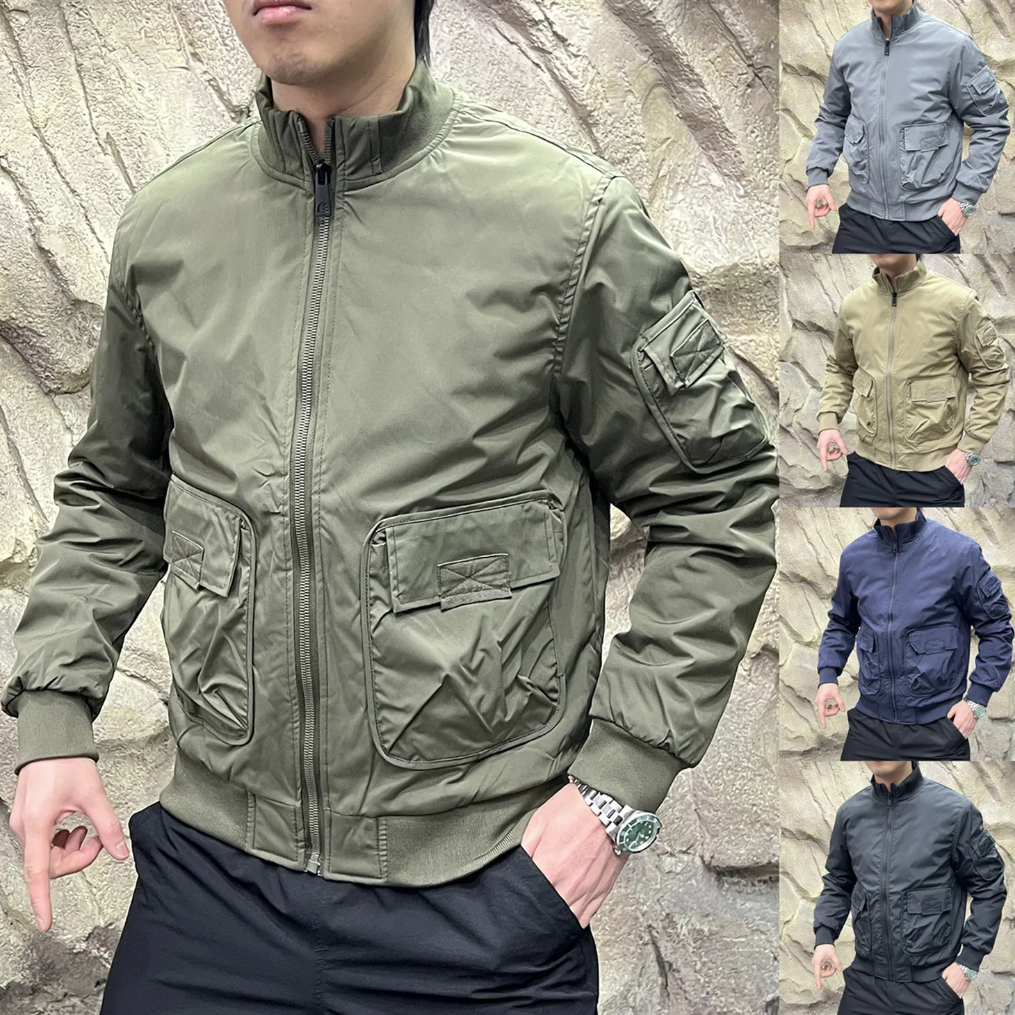 

American Sle Heavyweight MA Motorcycle Sle Cotton Jaet Men's Stand Collar Warmth Filled Inner Bunting Autumn Winter Coat