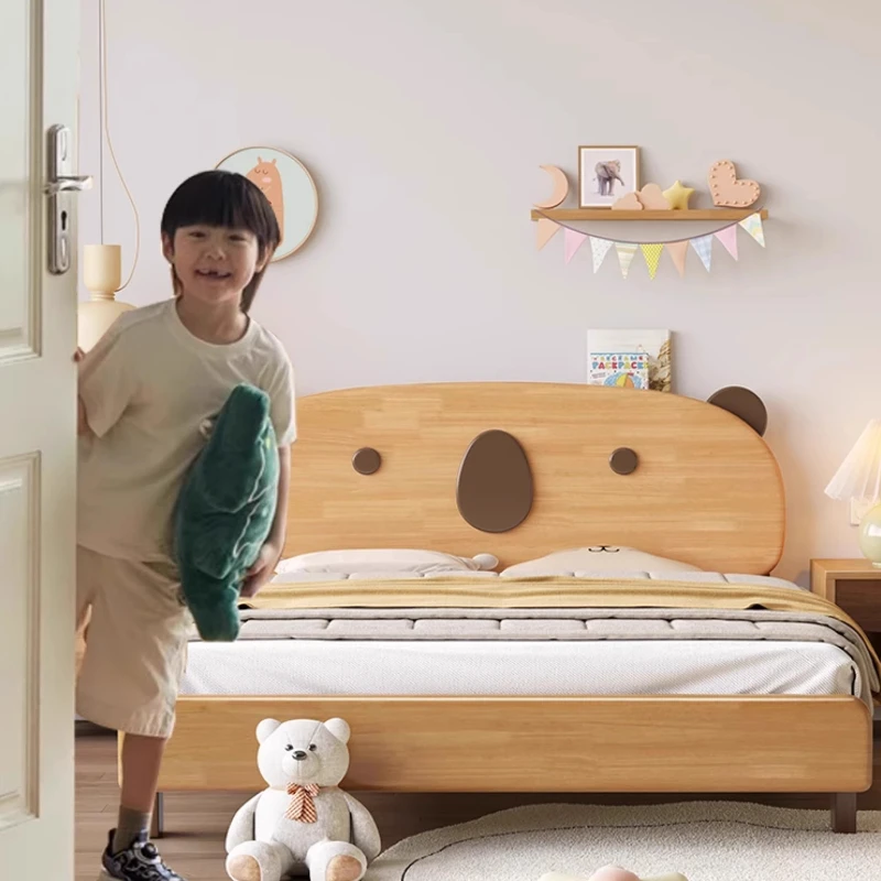Cartoon-Kinderbett aus Holz, moderne, minimalistische Kreativität, komfortables Einzelbett, niedliche Cama de Solteiro-Möbel aus dem Mitte des Jahrhunderts
