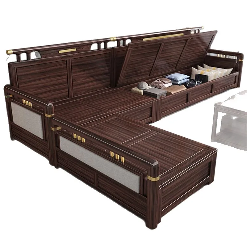 

High-end ebony wood, solid wood sofa combination, modern simplicity