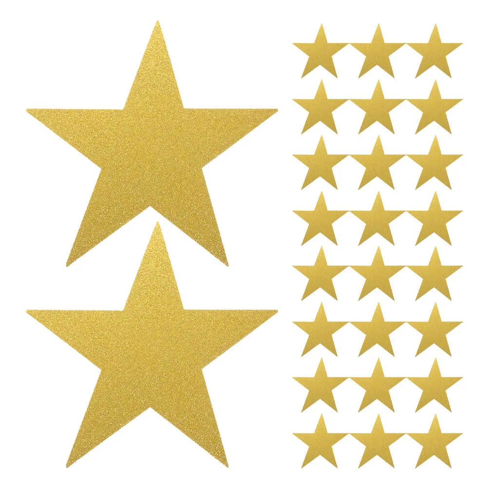 60 Pcs Five-pointed Star Paper Cutting Kids Christmas Decorations Cutout Decorate Glitter Yellow Child Gold Outs