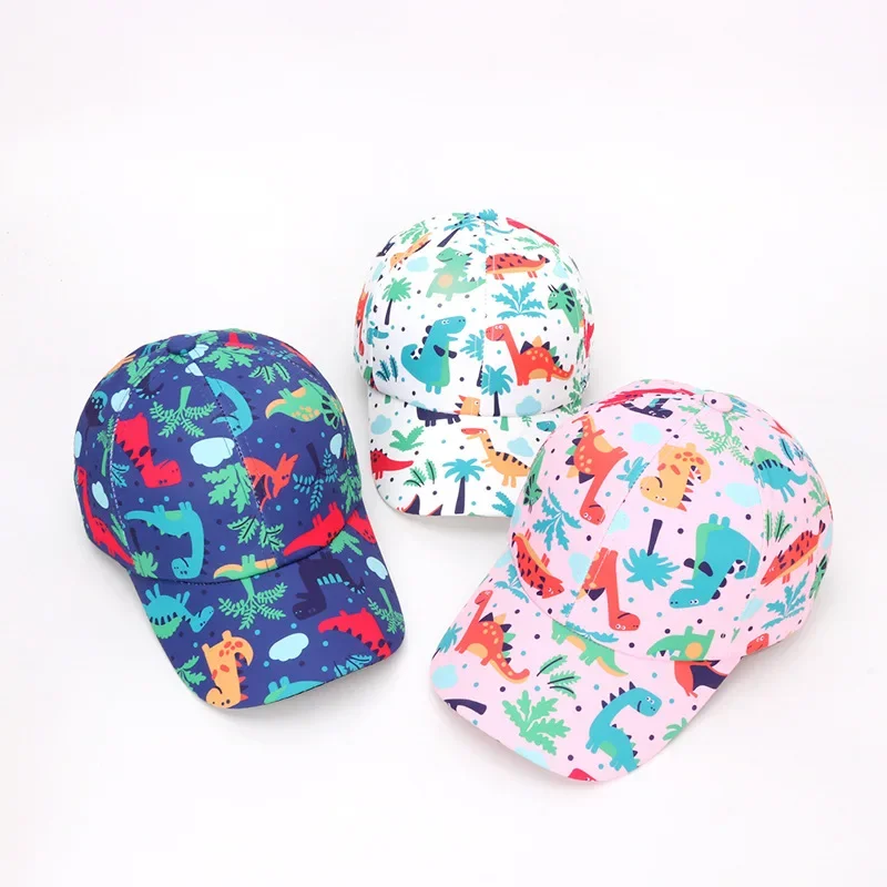 New Spring Autumn Cotton Sun Hats for Kids Baby Summer Snapback Hat Baby Girls and Boys Cartoon Dinosaur Children Baseball Cap