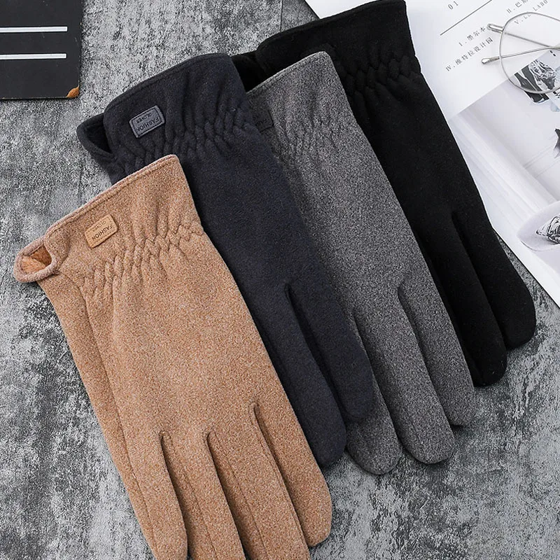 

Зимние теплые мужские перчатки плюс бархатные перчатки с сенсорным экраном и полным пальцем, уличные перчатки для верховой езды и вождения, модная мода для мужчин MY557