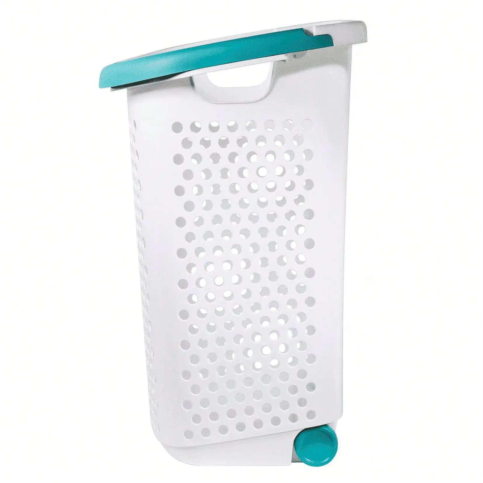 Rolling Laundry Hamper with Pop-Up Handle, Durable Plastic Clothes Basket Organizer for Home Bedroom Bathroom Storage