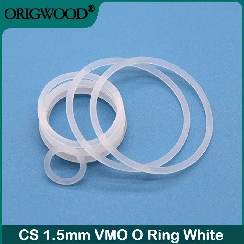 10/50pcs VMQ O Ring Gasket CS 1.5mm OD 5 ~ 80mm White Waterproof Washer Round O Shape Silicone Ring Food Grade