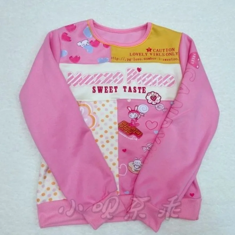 Japanese Cartoon Cute Bunny Print Lolita Hoodie Sweatshirt Tees Women's Children Sweet Grunge Aesthetics Autumn Harajuku Tops