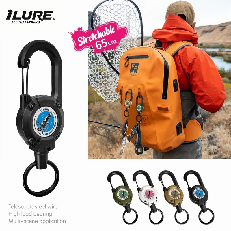 Tragbare Einziehbare Schnalle Karabiner Stahl Draht Seil Outdoor Anti verlust Werkzeug Süßwasser Salzwasser Angelgerät Zubehör