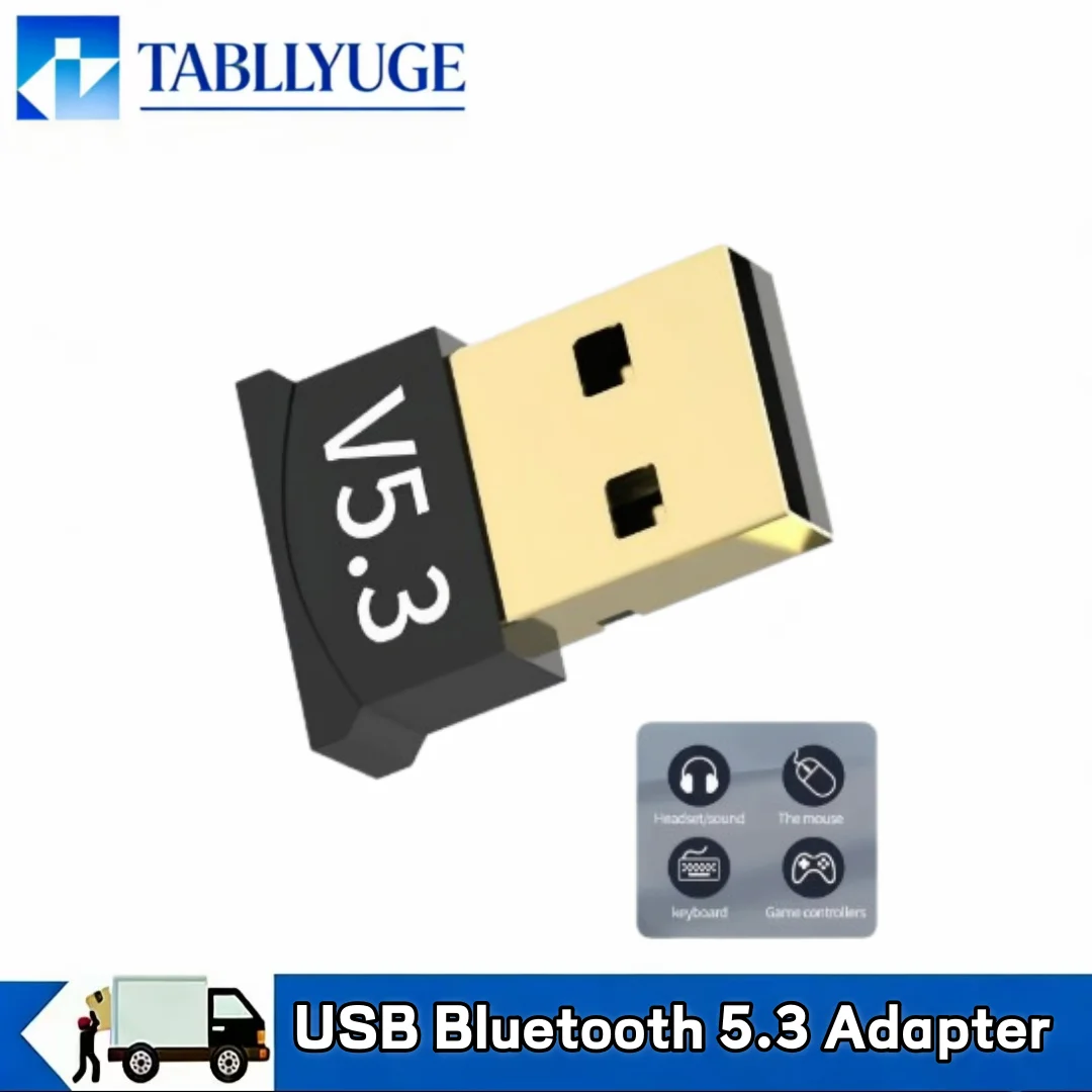 USB Bluetooth 5.3 Adapter  Plug & Play Driver-Free for Desktop PC Laptop Not Compatible with iOS Devices