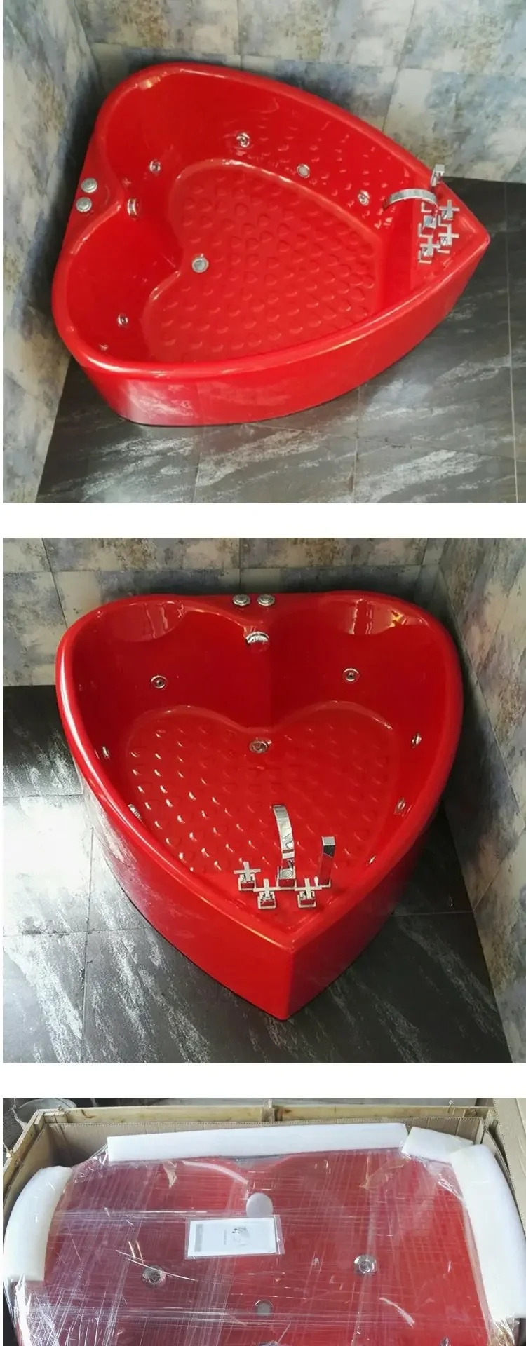 Baignoire noire autoportante en form de coeur، 1.5 متر، أكريليك، زوجين مزدوجين، تصفح integré en form de cuore، valide