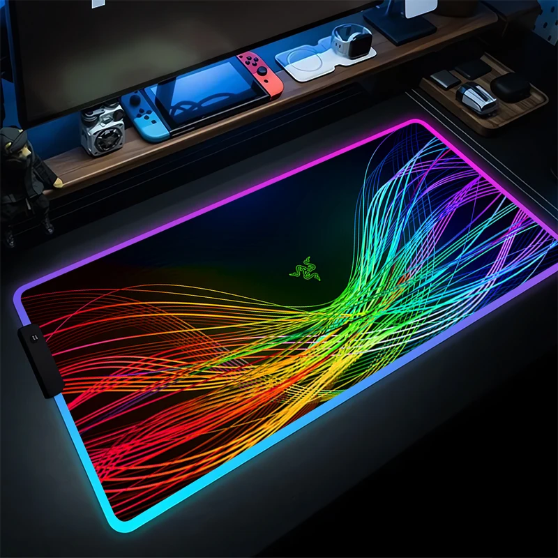 

RGB Mousepad LED Razer Logo Desk Mat Office PC Gaming Accessories Mouse Pad Computer Gamer Cabinet Keyboard Pad Rubber Table Mat