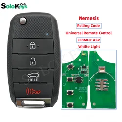 5Pcs/Lot SoloKeys Nemesis Universal Remote Control 370Mhz ASK Car Alarm Rolling Code Whilte Light 3 Buttons HY22 Blade