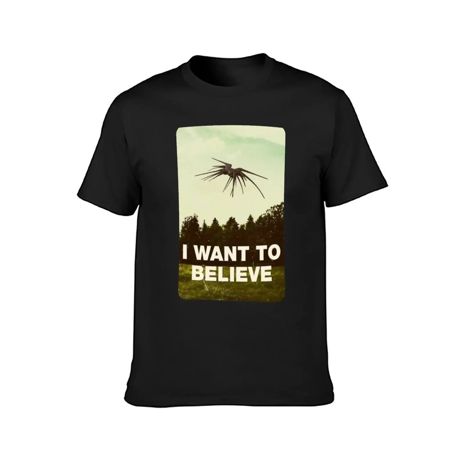 I Want to Belive - UFO - White - Sci-Fi T-Shirt quick-drying oversizeds t shirts for men graphic