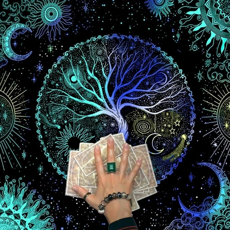 

652F Divinations Tablecloth Trees Of Life Tarot Cards Tablecloth Altars Cloth Oracles Divinations Board Game Accessories