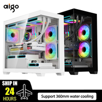 Aigo PC Case M-ATX/ITX Game PC Desktop Case Supports 360mm Water Cooling Sea View Room Computer Case Multi Sided Detachable