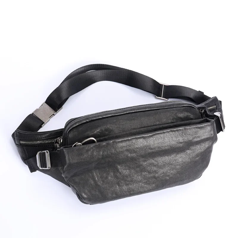 

Men's Genuine Leather Waist Bag Multi-functional Sports Cowhide Casual Fashionable Crossbody Bag Large-capacity Waist