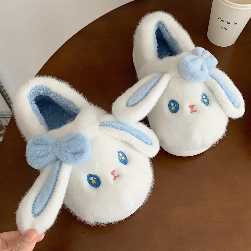 

Cute long-eared rabbit Winter Cute Bunny All-inclusive Cotton Slippers Student Home Bedroom Warm Soft Platform Slippers