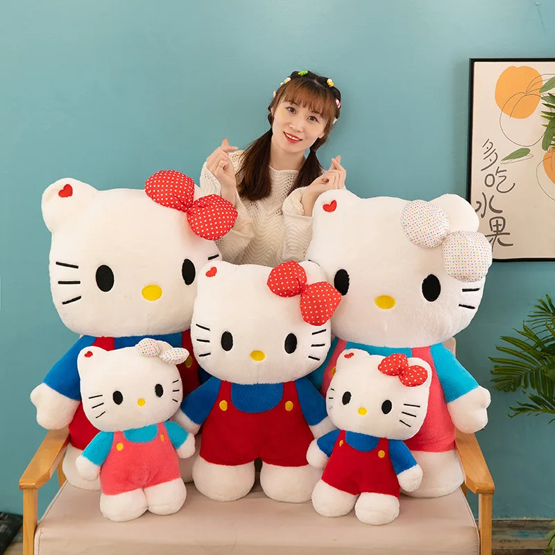 

80/60/40Cm Big Size Hello Kitty Cartoon Character Anime Plus Stuffed Doll Comfortable Pillow Kawaii Children's Birthday Gifts