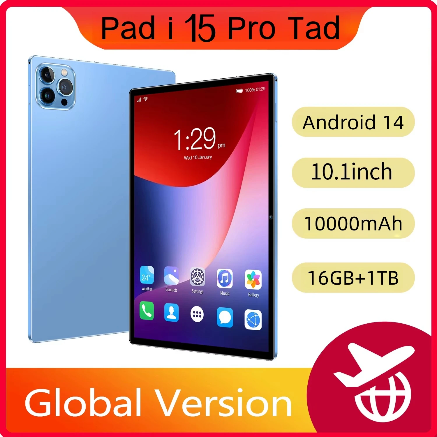 2024 nuevo Pad 15 Pro Android 14 Mi Tablet PC 10,1 pulgadas 16GB1TB 10000mAh 5G HD 4K llamada telefónica Dual SIM GPS Bluetooth WiFi Google Tab
