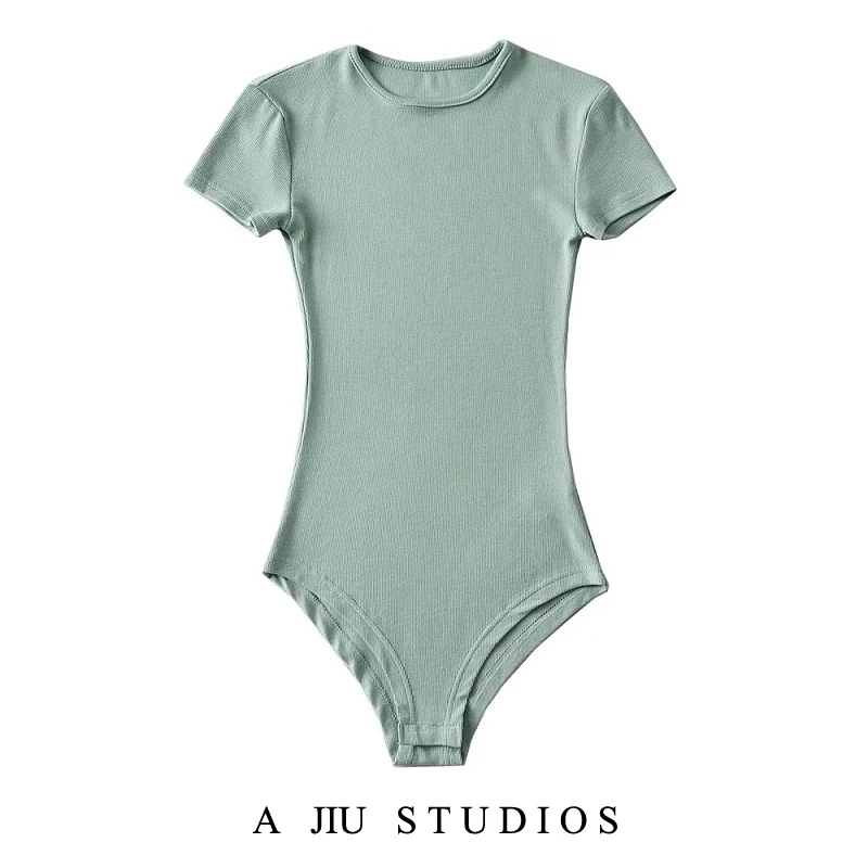 Slimming Hot Girl ort Sve round Ne Jumpsuit Women's Elastic Base Layer T-irt Street Sle High Waist orts Bot