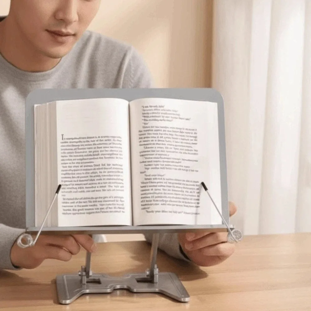 Tablet Stand Full Metal Reading Stand Rotating Adjustable Book Holder Foldable Dual Arm Bookstand Bedside