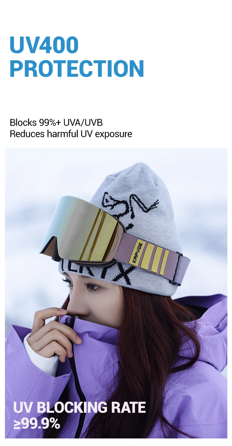 KAPVOE Neue Outdoor Photochrome Ski Brille Magnetische Anti-fog-Ski Brille Winter Sport Skifahren Snowboard Männer Frauen UV400 Schnee – Detail 14