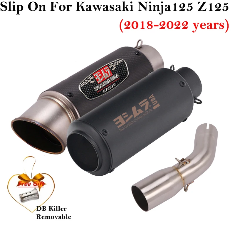 For Kawasaki Ninja125 Z125 NINJA 125 2018 - 2022 Motorcycle Exhaust Escape System Slip-On Modified Link Pipe Muffler DB Killer