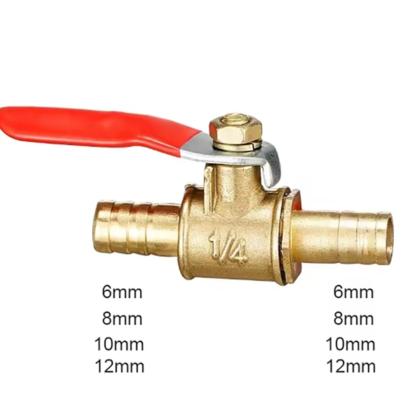 

6mm-12mm Hose Barb Inline Brass Water Oil Air Gas Fuel Line Shutoff Ball Valve Pipe Fittings Pneumatic Connector Controller