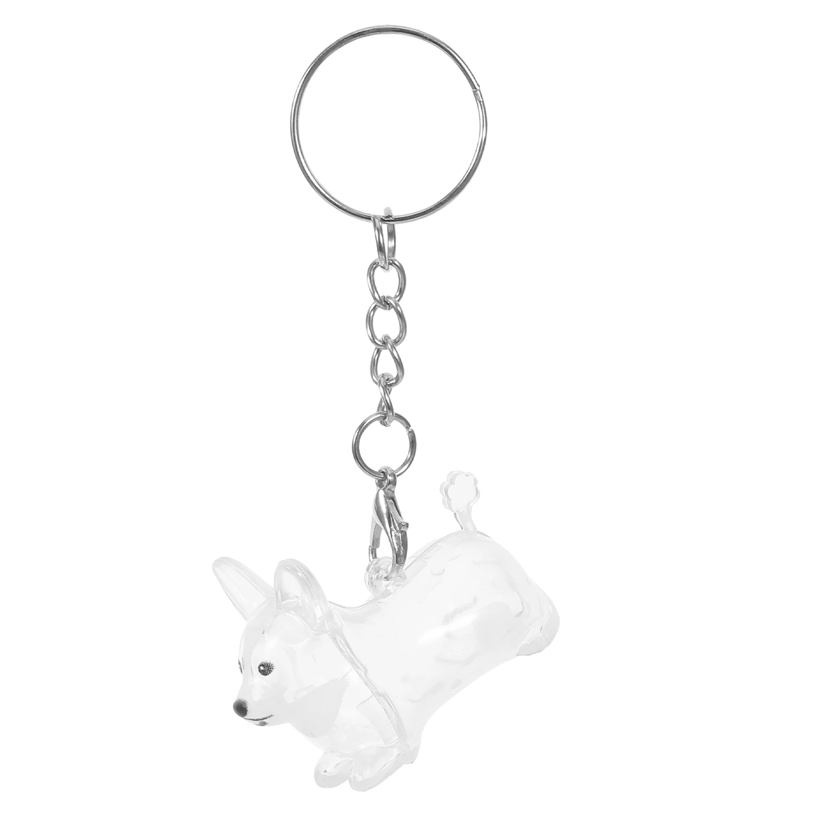 

Corgi Shaped Pet Keepsake Keychain Clear Plastic Storage Jar Collector For Owners Durable Portable Key Ring Hair Memorial Box