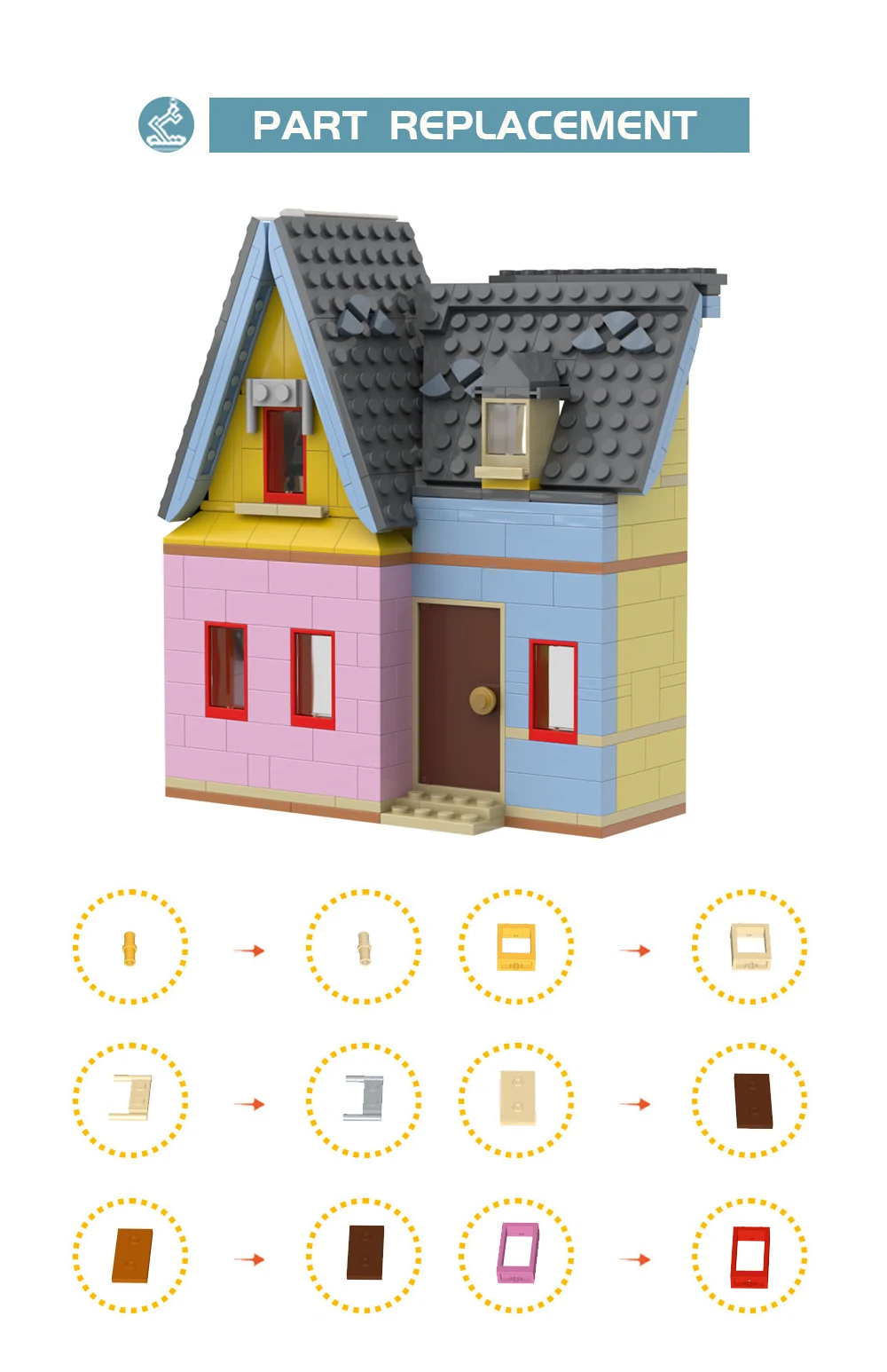 Up House 43217 Addition Attaches Building Block Model Kit MOC Yard Hut Modulars Architecture Bricks Toy Kid Birthdays Gift