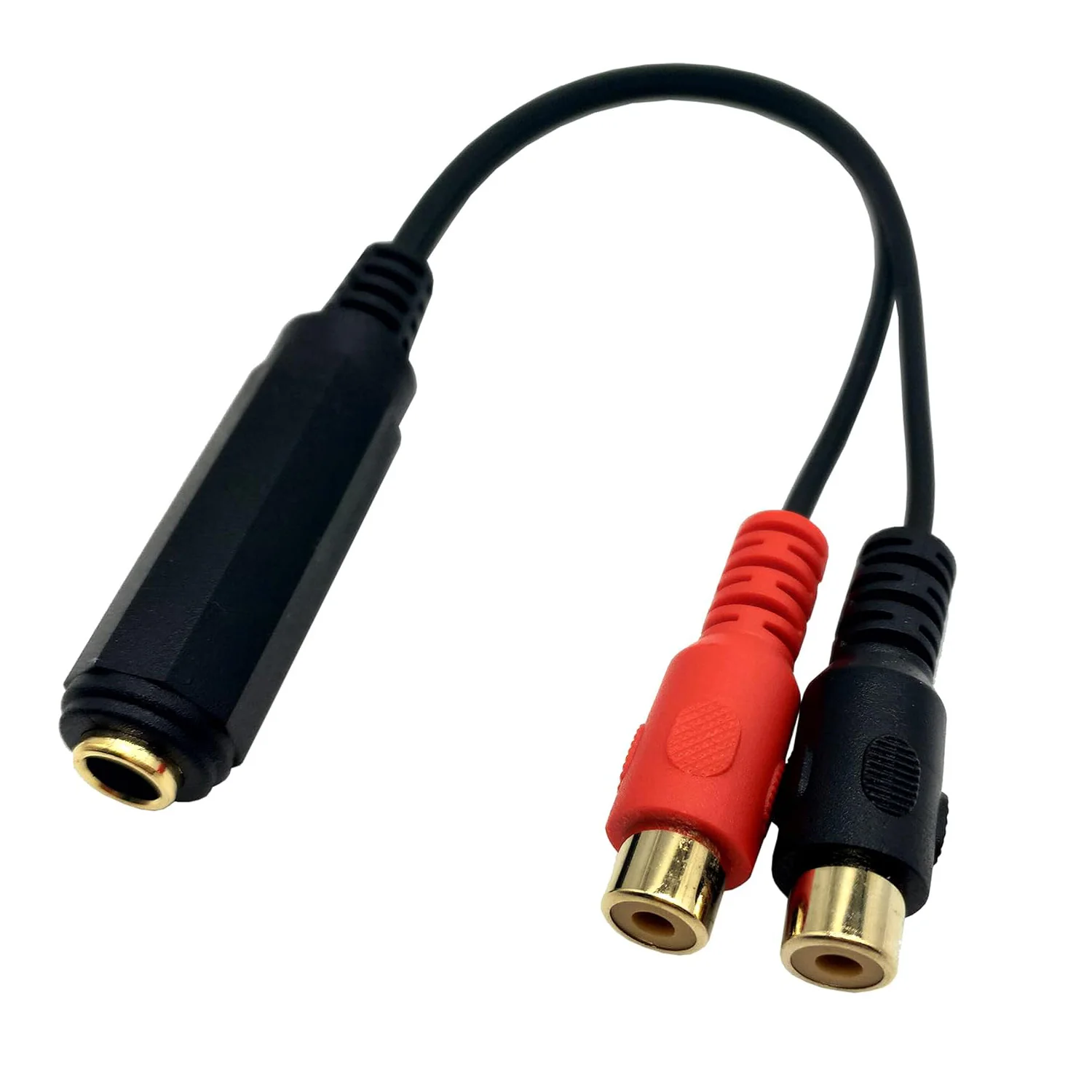 1pc Stereo TRS 1/4" 6.35mm Female to 2 Dual RCA Female Phono Y Splitter Converter Adapter Cable for Amplifier Microphone