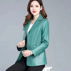 2022 nova primavera outono jaqueta de couro feminino curto outerwear coreano solto elegante jaqueta de couro do plutônio feminino blazer jaqueta de couro