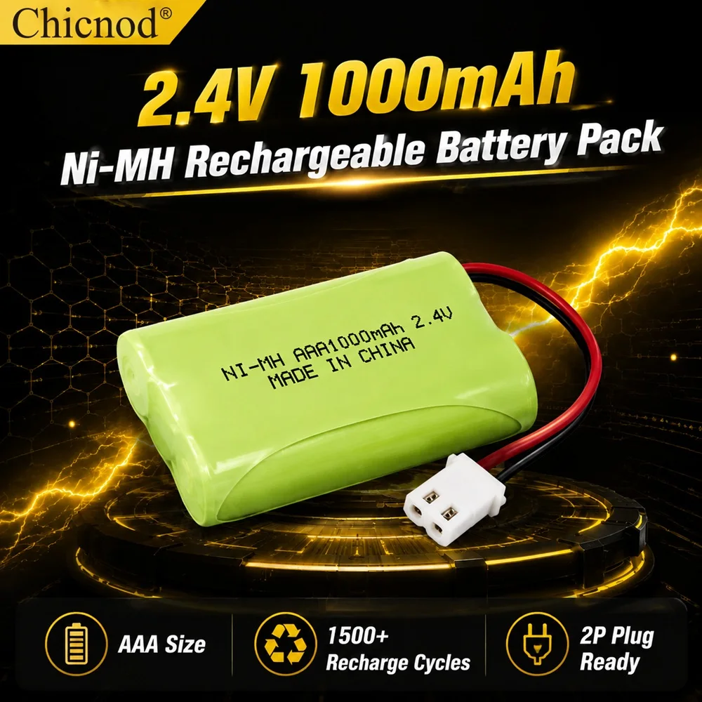 Pack de batteries rechargeables Ni-MH Chicnod 2,4 V 1000 mAh, piles AAA 2,4 V pour jouets RC, robots, modèles à LED