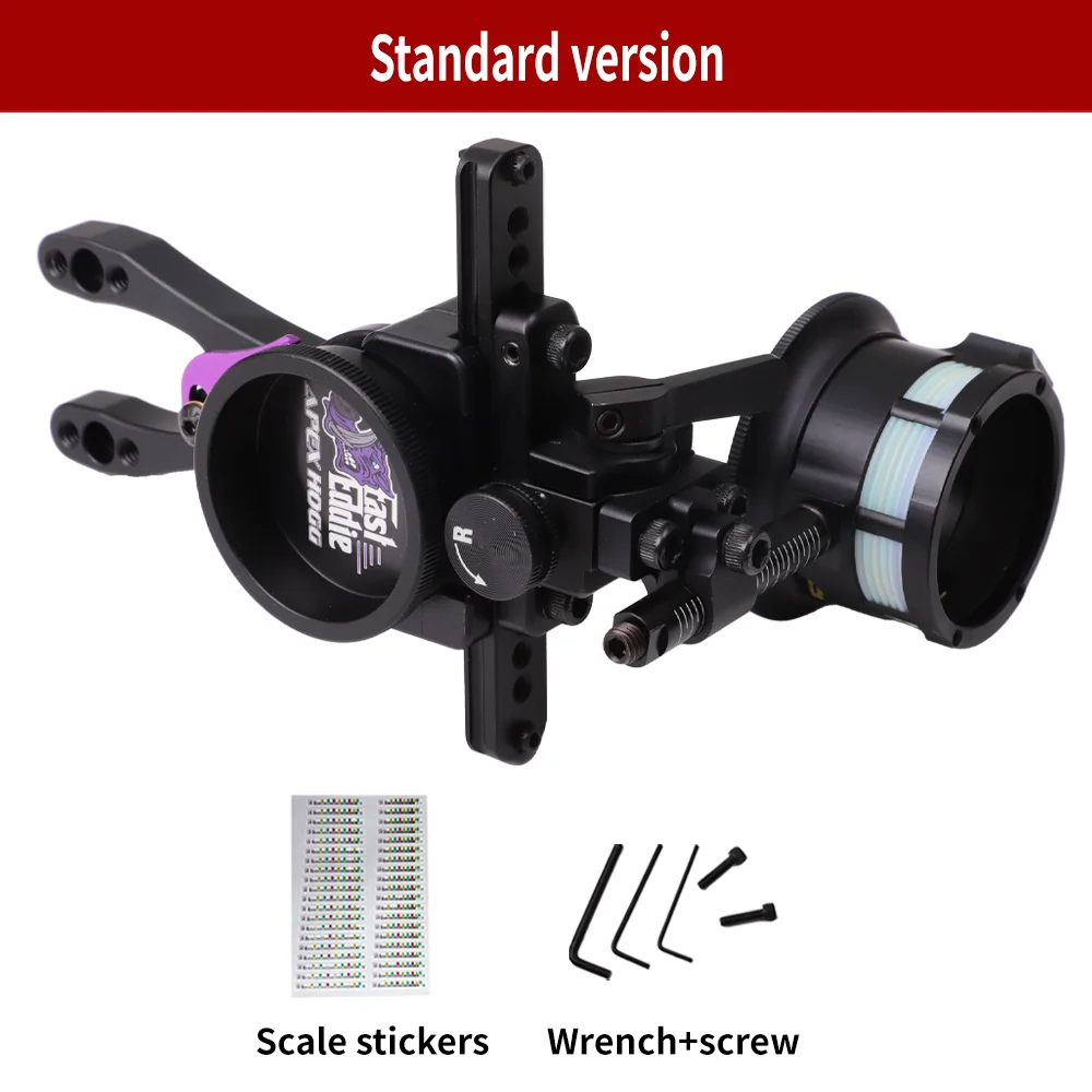 Short rod aiming Compound Bow Sights 1Pins Sight 4X 6X 8X Lens set for Hunting Target Shooting Archery Accessories