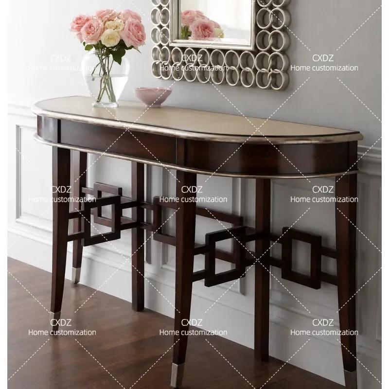 Neoclassical Modern Chinese Style Entryway Cabinet Console Table for Living Room Hallway Corridor Customizable Furniture