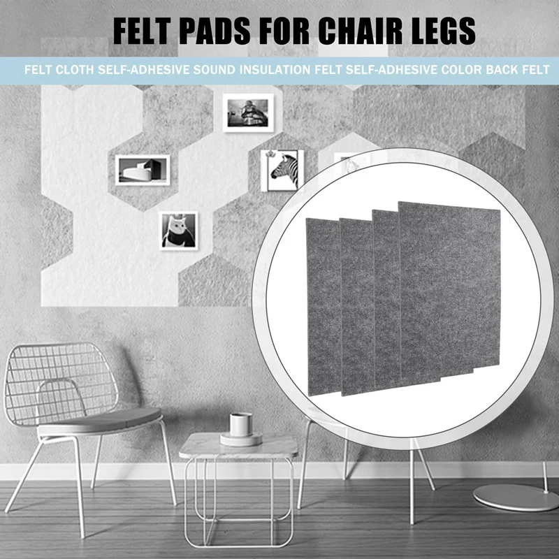 Self-Adhesive Felt Glides For Chairs, 5 Mm Thick Chair Felt Glides For Furniture, Floor, Chair Legs Pack Of 4