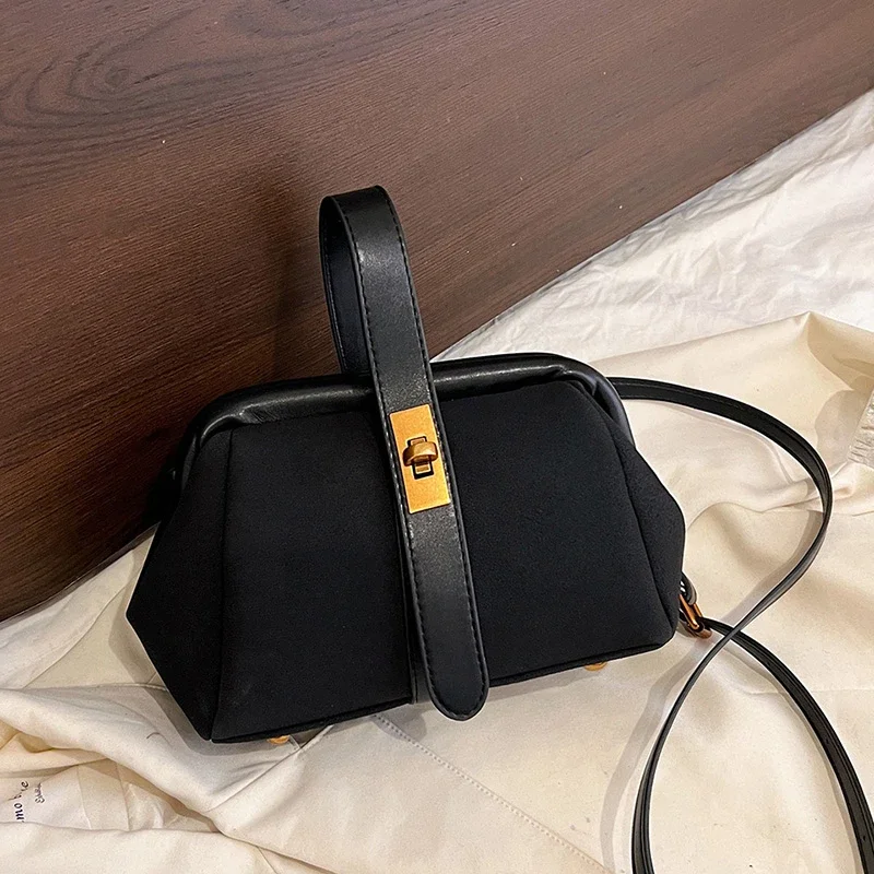 Sense of Luxury Solid Faux Suede and PU Frame Shoulder and Crossbody Bags 2025 New High Quality Unique Design Handbags for Women