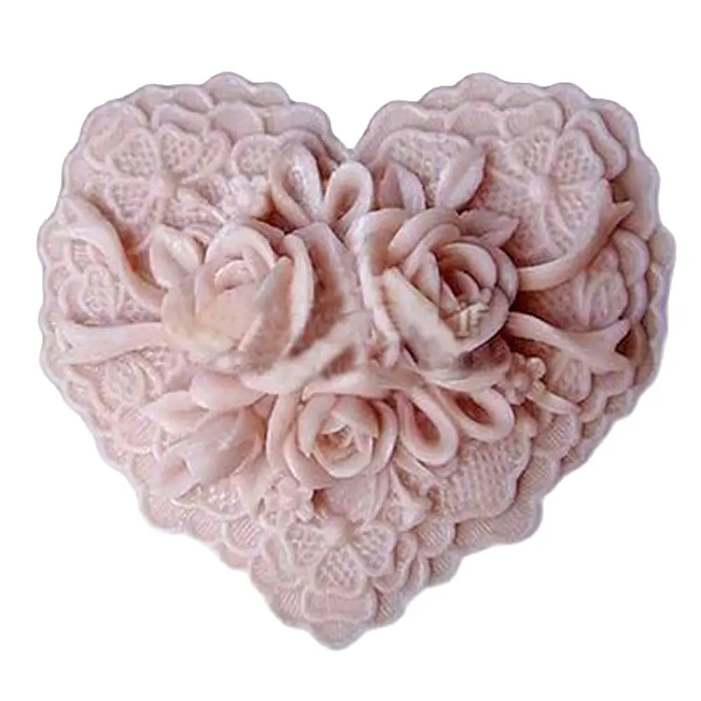 

Love Heart Rose Bouquet Silicone Mold Fondant Soap Candle Chocolate Polymer Clay Plaster Birthday Cake Decoration Mould