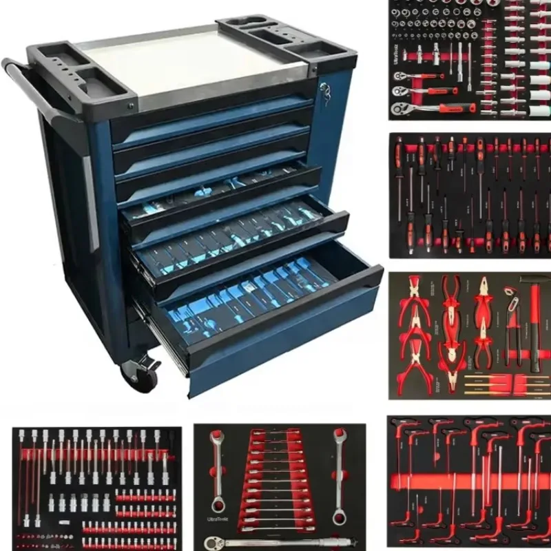 

Multifunctional Heavy Duty Workshop Garage Tool Trolley Cart Chest Cabinet Sets Box With Tools Kit