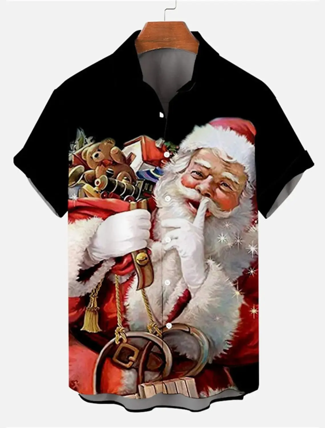 Christmas Casual men's short-sleeved Shirt New Year's Handsome Lapel Top Comfortable Loose Casual men's Shirt Christmas Shirt